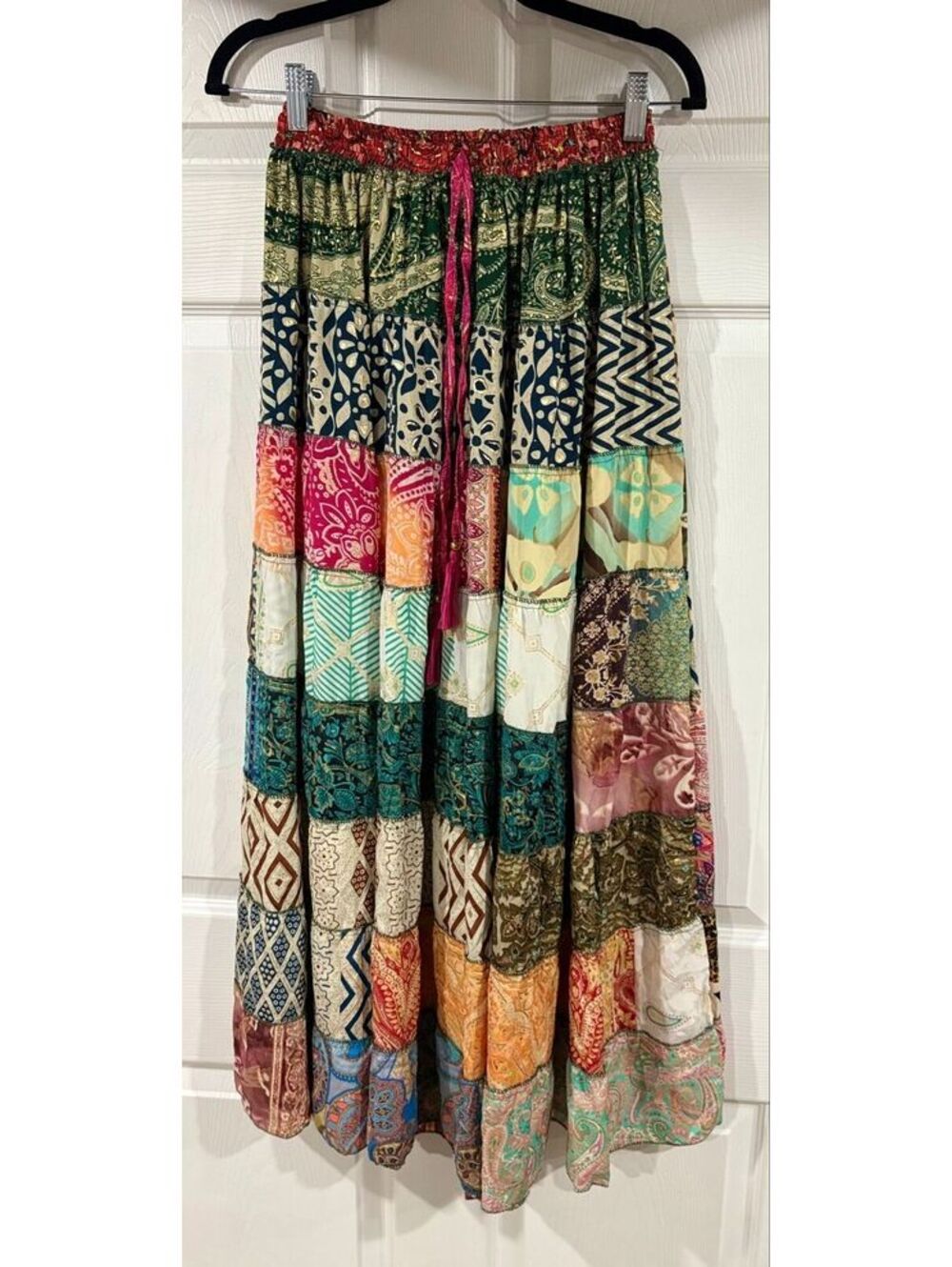 #206 NEW Kantha maxi patch work skirt